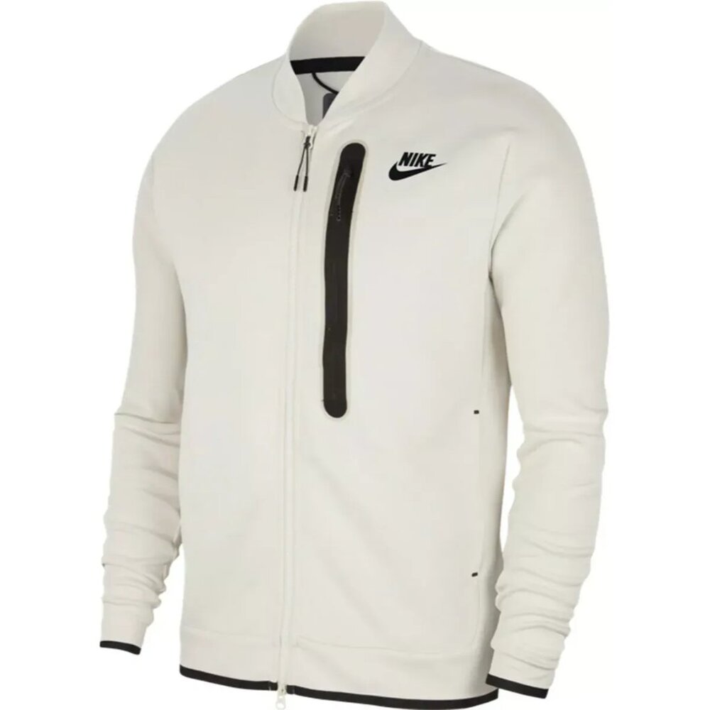 Nike Sportswear Tech Fleece Bomber‎ Jacket Large White Mens Full-Zip CZ1797-072